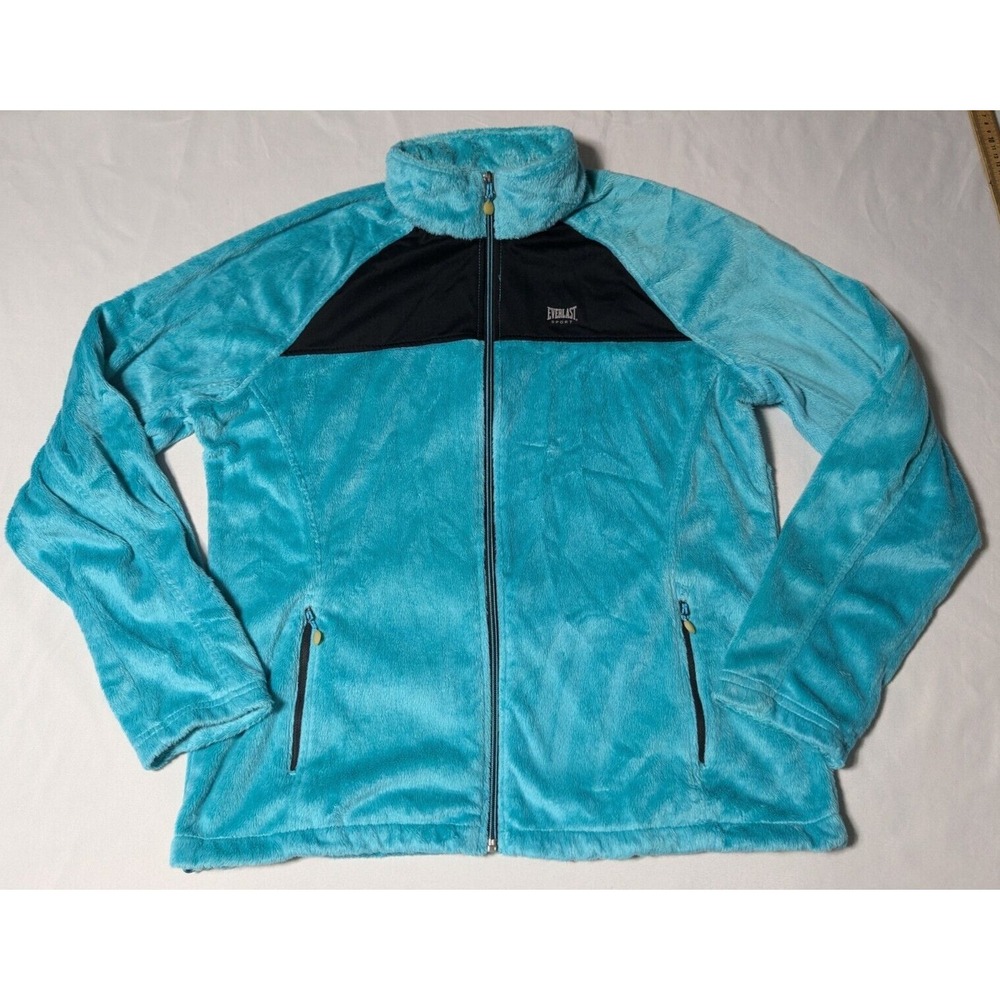 EVERLAST SPORT Women Size XL Aqua Full Zip Thumb Holes Fleece Jacket